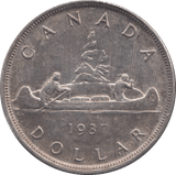 1937 CANADA SILVER ONE DOLLAR 9 - WORLD SILVER COINS - Cambridgeshire Coins