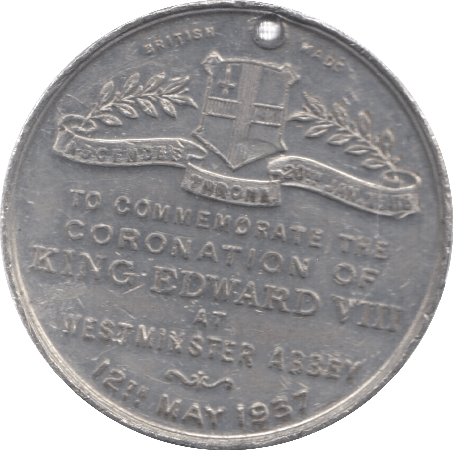 1937 COMMEMORATIVE CORONATION OF EDWARD VIII MEDALLION - MEDALLIONS - Cambridgeshire Coins