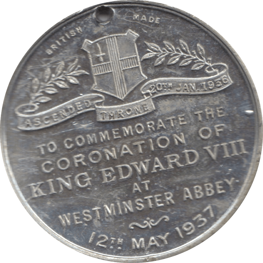 1937 EDWARD VIII CORONATION MEDALLION 8 - MEDALLIONS - Cambridgeshire Coins