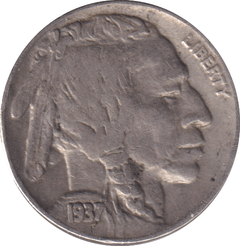 1937 FIVE CENTS USA - WORLD COINS - Cambridgeshire Coins