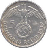 1937 GERMANY SILVER 5 REICHSMARK - WORLD SILVER COINS - Cambridgeshire Coins