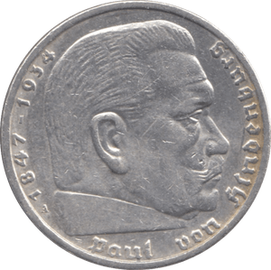 1937 GERMANY SILVER 5 REICHSMARK - WORLD SILVER COINS - Cambridgeshire Coins