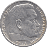 1937 GERMANY SILVER 5 REICHSMARK - WORLD SILVER COINS - Cambridgeshire Coins