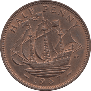 1937 HALFPENNY ( UNC ) 1 - Halfpenny - Cambridgeshire Coins