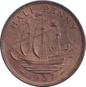 1937 HALFPENNY ( UNC ) - Halfpenny - Cambridgeshire Coins
