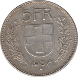 1937 SILVER 1 FRANC BELGIUM - SILVER WORLD COINS - Cambridgeshire Coins