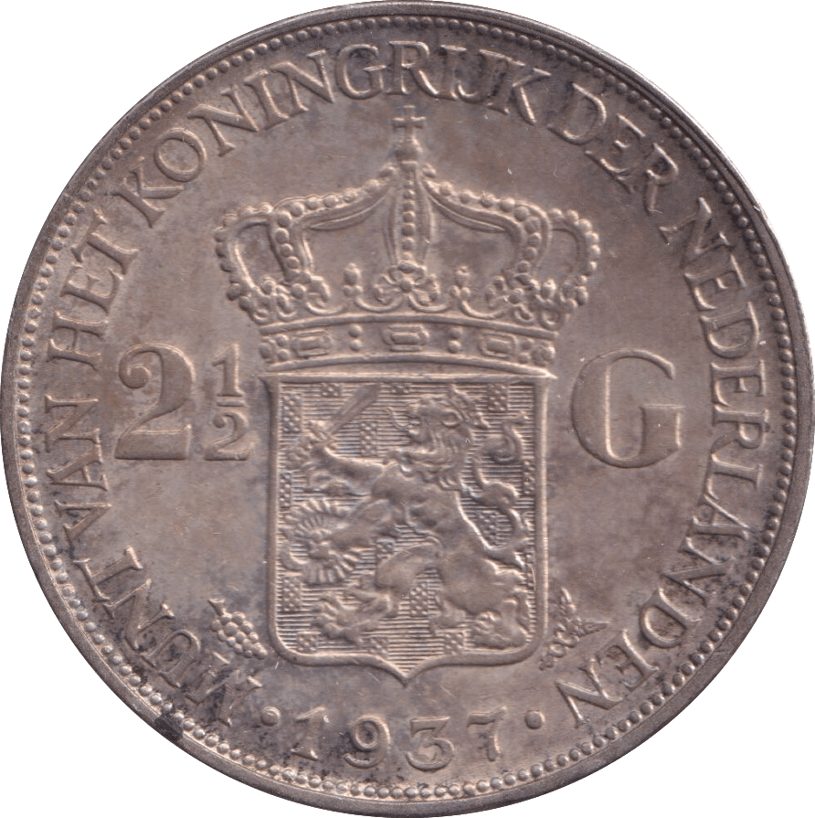 1937 SILVER 2 1/2 GOLDEN NETHERLANDS - SILVER WORLD COINS - Cambridgeshire Coins