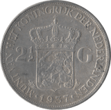 1937 SILVER 2 1/2 GUILDER NETHERLANDS - SILVER WORLD COINS - Cambridgeshire Coins