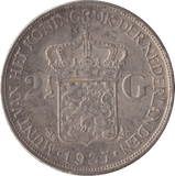 1937 SILVER 2 1/2 GUILDER NETHERLANDS - SILVER WORLD COINS - Cambridgeshire Coins