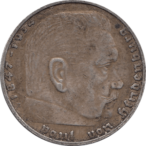 1937 SILVER 2 MARKS NAZI STATE GERMANY REF H89 - WORLD SILVER COINS - Cambridgeshire Coins