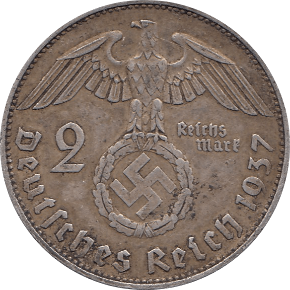 1937 SILVER 2 MARKS NAZI STATE GERMANY REF H89 - WORLD SILVER COINS - Cambridgeshire Coins