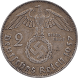 1937 SILVER 2 MARKS NAZI STATE GERMANY REF H89 - WORLD SILVER COINS - Cambridgeshire Coins