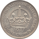 1937 SILVER AUSTRALIA ONE CROWN - SILVER WORLD COINS - Cambridgeshire Coins