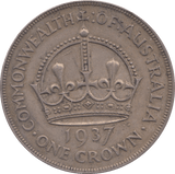 1937 SILVER CROWN AUSTRALIA - SILVER WORLD COINS - Cambridgeshire Coins
