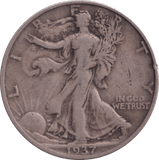1937 SILVER HALF DOLLAR USA - SILVER WORLD COINS - Cambridgeshire Coins