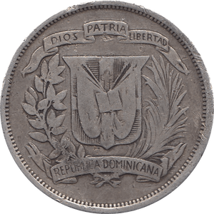 1937 SILVER HALF PESO DOMINICAN REPUBLIC REF H76 - WORLD SILVER COINS - Cambridgeshire Coins