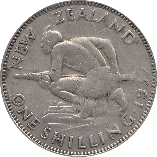 1937 SILVER SHILLING NEW ZELAND REF H64 - WORLD SILVER COINS - Cambridgeshire Coins