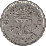 1937 SIXPENCE ( EF ) 6 - Sixpence - Cambridgeshire Coins