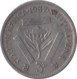 1937 SOUTH AFRICA SILVER THREEPENCE - SILVER WORLD COINS - Cambridgeshire Coins