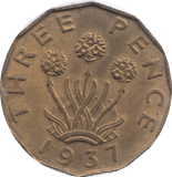 1937 THREEPENCE ( UNC ) 12 - Threepence - Cambridgeshire Coins