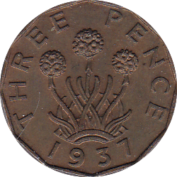 1937 THREEPENCE ( UNC ) - Threepence - Cambridgeshire Coins