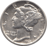 1937 USA SILVER DIME DENVER MINT - SILVER WORLD COINS - Cambridgeshire Coins
