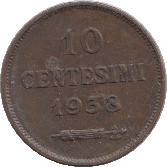1938 10 CENTESIMI SAN MARINO - WORLD COINS - Cambridgeshire Coins