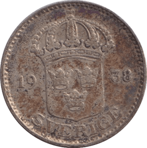 1938 25 ORE SWEDEN - WORLD COINS - Cambridgeshire Coins