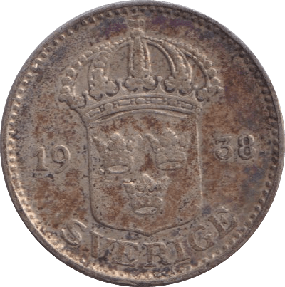 1938 25 ORE SWEDEN - WORLD COINS - Cambridgeshire Coins