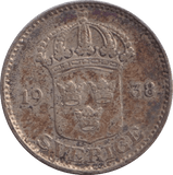 1938 25 ORE SWEDEN - WORLD COINS - Cambridgeshire Coins
