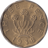 1938 BRASS THREEPENCE ( BU ) - Threepence - Cambridgeshire Coins