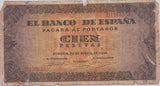 1938 Cien pesetas banknote D1388332 REF 181 - World Banknotes - Cambridgeshire Coins