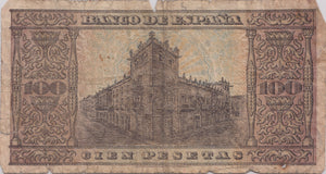 1938 Cien pesetas banknote D1388332 REF 181 - World Banknotes - Cambridgeshire Coins