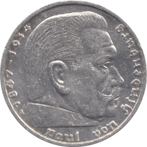1938 GERMANY 5 REICHS MARK 3 - WORLD SILVER COINS - Cambridgeshire Coins