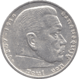 1938 GERMANY SILVER 5 REICH MARK - WORLD SILVER COINS - Cambridgeshire Coins