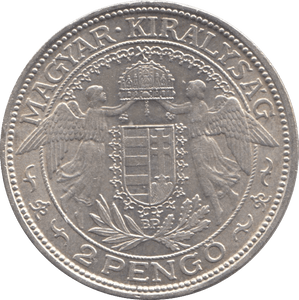 1938 HUNGARY SILVER 2 PENGO - SILVER WORLD COINS - Cambridgeshire Coins