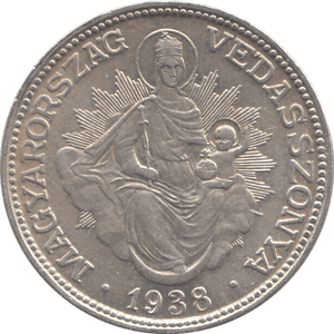 1938 HUNGARY SILVER 2 PENGO - SILVER WORLD COINS - Cambridgeshire Coins