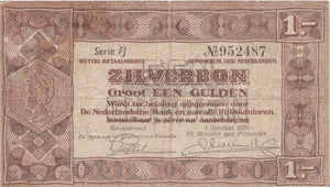 1938 ONE GULDEN BANKNOTE NETHERLANDS REF 919 - World Banknotes - Cambridgeshire Coins