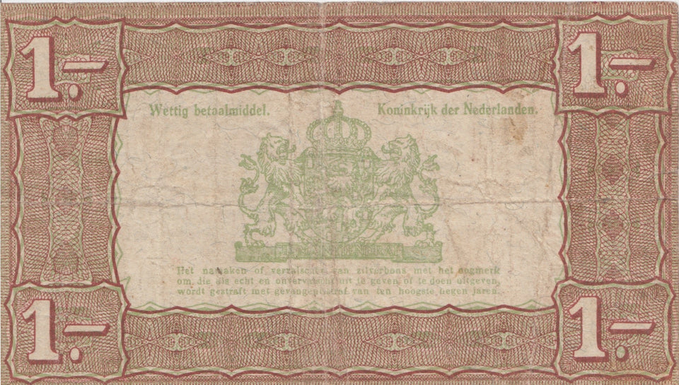 1938 ONE GULDEN BANKNOTE NETHERLANDS REF 919 - World Banknotes - Cambridgeshire Coins