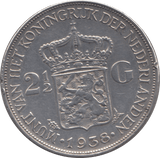 1938 SILVER 2 1/2 GULDEN NETHERLANDS - SILVER WORLD COINS - Cambridgeshire Coins