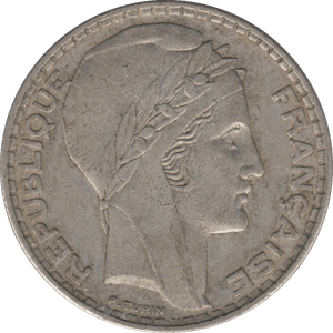 1938 SILVER 20 FRANCS FRANCE - SILVER WORLD COINS - Cambridgeshire Coins