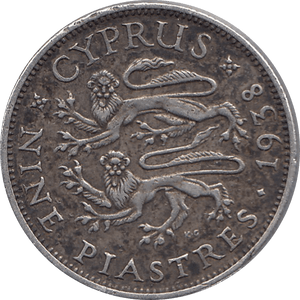 1938 SILVER 9 PIASTRES CYPRUS REF H166 - SILVER WORLD COINS - Cambridgeshire Coins