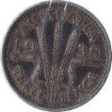 1938 SILVER AUSTRALIA THREEPENCE - SILVER WORLD COINS - Cambridgeshire Coins