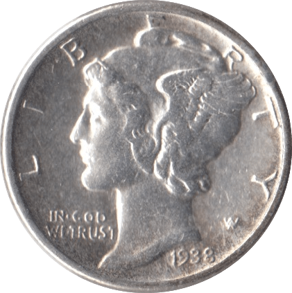 1938 SILVER ONE DIME USA - SILVER WORLD COINS - Cambridgeshire Coins