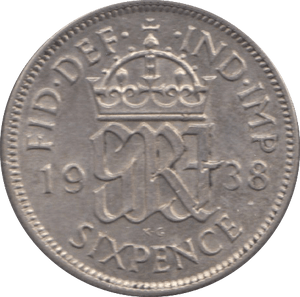 1938 SIXPENCE ( AUNC ) 8 - SIXPENCE - Cambridgeshire Coins