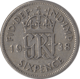 1938 SIXPENCE ( GF ) - Sixpence - Cambridgeshire Coins