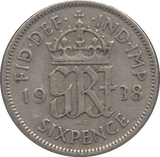 1938 SIXPENCE ( VF ) 6 - Sixpence - Cambridgeshire Coins