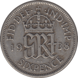 1938 SIXPENCE ( VF ) 7 - Sixpence - Cambridgeshire Coins
