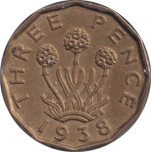 1938 THREEPENCE ( UNC ) 2 - Threepence - Cambridgeshire Coins