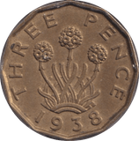 1938 THREEPENCE ( UNC ) 2 - Threepence - Cambridgeshire Coins